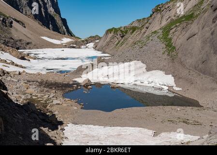 Frankreich, Haute-Savoie (74), Massif du Chablais, Samos, Le Lac des Chambres (2090 m) Stockfoto