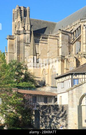 Frankreich, Haute Vienne, Limoges, Bezirk der Stadt, Kathedrale Saint Etienne (XIII 19. Jahrhundert) des gotischen Stils gesehen seit den Gärten des Bistums Stockfoto