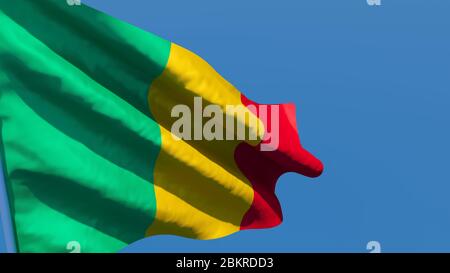 3D-Rendering der Nationalflagge von Mali winkt im Wind Stockfoto