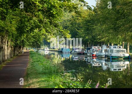 Frankreich, Morbihan, Malestroit, der Kanal von Nantes nach Brest, der das Dorf Malestroit durchquert Stockfoto