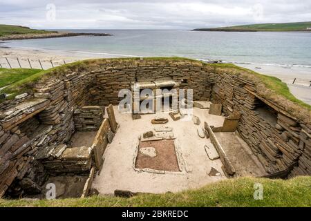 Ruinen bei Skara Brae; Orkney Inseln, Großbritannien Stockfoto