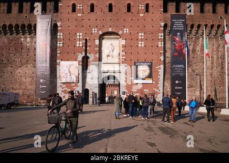 Italien, Lombardei, Mailand, Castello Sforzesco (Castello Sforzesco), erbaut im 15. Jahrhundert von Herzog von Milan Francesco Sforza Stockfoto