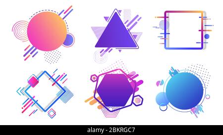 Farbige Banner verschiedene geometrische Formen. Abstrakte grafische Bilder Hexagon blauen Kreis. Stock Vektor