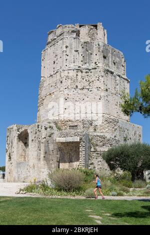 Frankreich, Gard, Nimes, la Tour Magne, Gallo Römische Stätte in den Gärten von La Fontaine auf Mont Cavalier Stockfoto