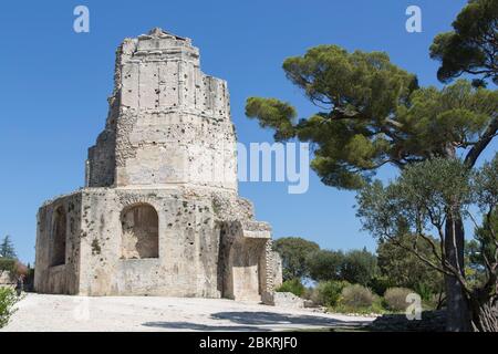 Frankreich, Gard, Nimes, la Tour Magne, Gallo Römische Stätte in den Gärten von La Fontaine auf Mont Cavalier Stockfoto