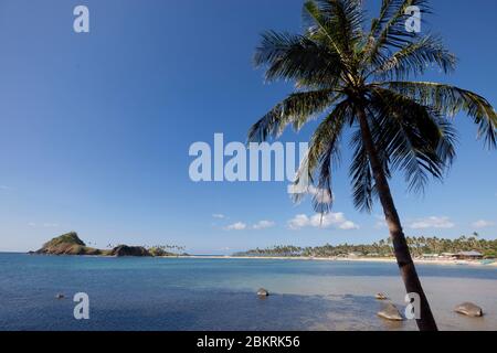 Philippinen, Palawan, El Nido, Bacuit Archipel, Calitang, Nacpan Strand Stockfoto