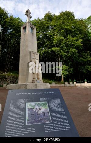 Frankreich, Doubs, Montecheroux, Lomont-Massiv, Passage de la Douleur, Denkmal zu Ehren der Maquisards von Lomont August 1944 Stockfoto