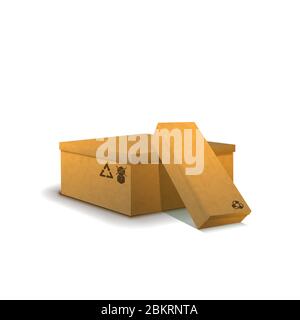 Paar Papppakete mit Ladungsschildern auf weiß Stock Vektor
