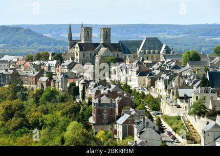 Frankreich, Aisne, Laon, der Oberen Stadt, Saint-Martin de Laon Abteikirche im zwölften Jahrhundert gegründet. Stockfoto