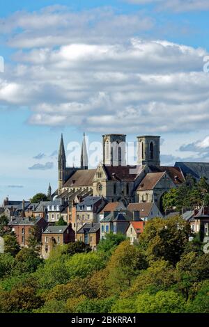 Frankreich, Aisne, Laon, der Oberen Stadt, Saint-Martin de Laon Abteikirche im zwölften Jahrhundert gegründet. Stockfoto