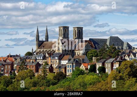 Frankreich, Aisne, Laon, der Oberen Stadt, Saint-Martin de Laon Abteikirche im zwölften Jahrhundert gegründet. Stockfoto