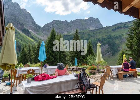 Frankreich, Haute Savoie, Massiv du Chablais, val d'Abondance, die Schutzhütte Tinderets (1495 m) Stockfoto