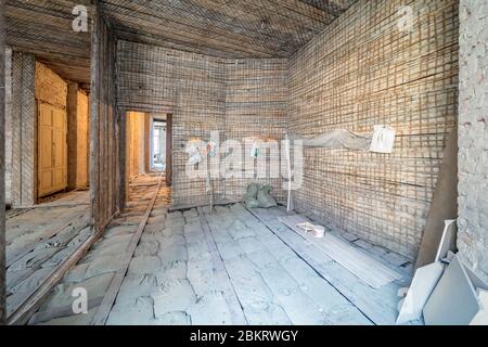 Baustelle Haus oder Wohnung ist im Bau, Umbau, Renovierung, Restaurierung Stockfoto