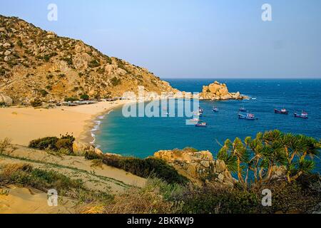 Vietnam, Ninh Thuan Provinz, Phan Rang, Fischerboote in Mui Dinh Bucht Stockfoto