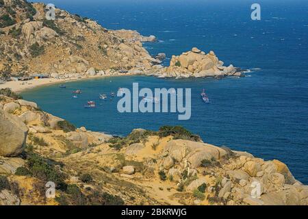 Vietnam, Ninh Thuan Provinz, Phan Rang, Fischerboote in Mui Dinh Bucht Stockfoto