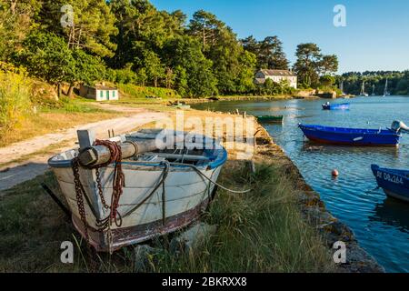 Frankreich, Morbihan, Le Bono, Boot im Golf von Morbihan Stockfoto