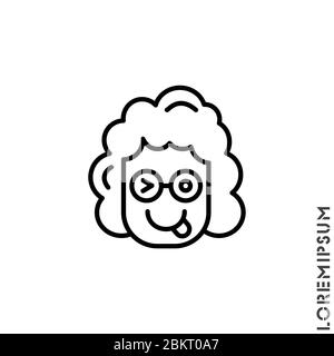 Augenzwinkern Zunge Mädchen, Frau emoji. emoticon mit Zunge heraus und zwinkert Auge, während die andere geöffnet ist. Ausdruck von Verspieltheit, neckerei, Scherz, Kind Stock Vektor