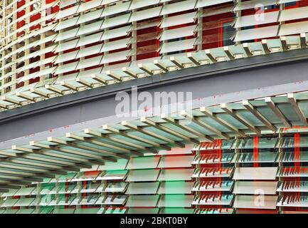 Fragment des Torre Agbar in Barcelona. Spanien Stockfoto