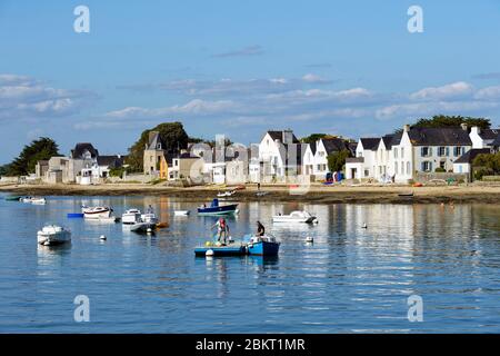 Frankreich, Finistere, der kleine Hafen von Ile Tudy, kleines Dorf an der Mündung des Flusses Pont-l'Abbe Stockfoto