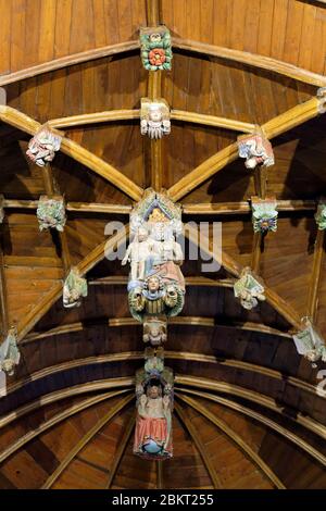 Frankreich, Cote d'Armor, Loc Envel, in der Kirche, das Gewölbe Stockfoto