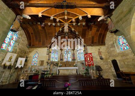 Frankreich, Cote d'Armor, Loc Envel, in der Kirche, das Gewölbe Stockfoto