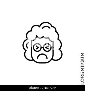 Traurig Cry stressige Emoticon Mädchen, Frau Symbol Vektor Illustration. Outline-Stil. Böse Symbol Vektor, Emotion Symbol. Modernes Symbol für Web und Mobile AP Stock Vektor