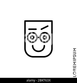 Big Smile zufrieden Lächeln mit erhobener Augenbraue Emoticon Icon Vektor Illustration. Outline-Stil. Lachend, Emotion-Symbol. Spaß, Gesicht Vektor. Humor, Lächeln Stock Vektor