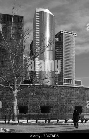 Red Brick Wall Schroder Building One Battery Park Plaza Lower Manhattan 17 State Street, New York, NYC USA von Emery Roth and Sons Stockfoto