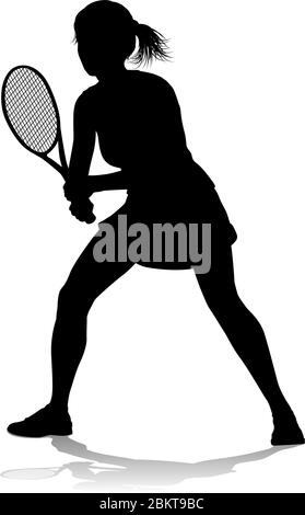 Tennis Silhouette Sport Spieler Frau Stock Vektor