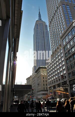 New York, USA - 20/12/2019: Empire State Building Manhattan New York Skyline Wolkenkratzer Innenstadt. Stock Foto Stockfoto