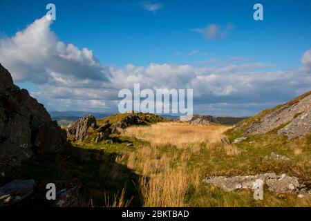 Aufgenommen vom Gipfel eines der vielen kambrischen Berge in Mittel-wales Stockfoto