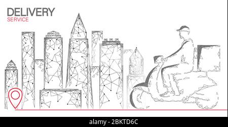 Roller City Lieferbox. Spaziergang Straße weiß Licht Lebensmittel Versand mobile App bestellen. Paket Quarantäne Thermal Tasche Rucksack Abendessen Mahlzeit. Schnelle Lieferung Stock Vektor