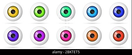 Set von Augäpfel. Symbol für farbiges Auge isoliert. Vektoraugen. Vektorgrafik. Stock Vektor