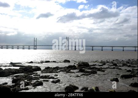 Zweite Severn-Kreuzung von Blackrock aus gesehen, Portskewett. Stockfoto