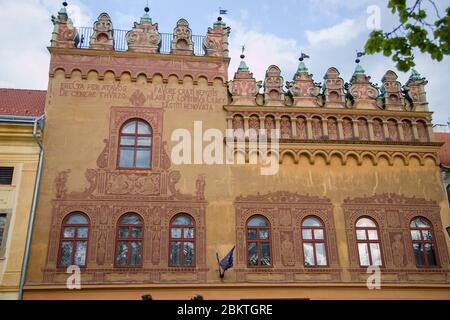 Historische Gebäude in Platz in Levoca in der Slowakei Stockfoto