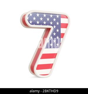 Amerikanische Flaggen auf weißem Hintergrund isoliert. 3d-Bild Stockfoto