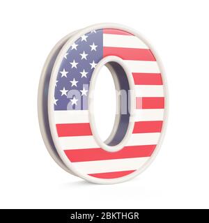Amerikanische Flaggen auf weißem Hintergrund isoliert. 3d-Bild Stockfoto