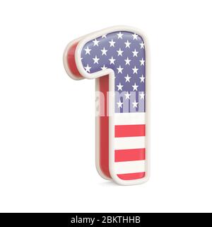 Amerikanische Flaggen auf weißem Hintergrund isoliert. 3d-Bild Stockfoto