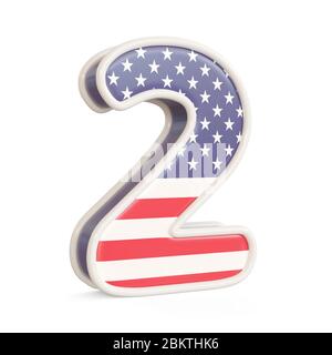 Amerikanische Flaggen auf weißem Hintergrund isoliert. 3d-Bild Stockfoto