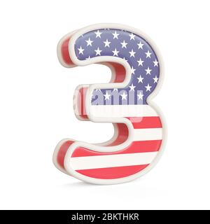 Amerikanische Flaggen auf weißem Hintergrund isoliert. 3d-Bild Stockfoto