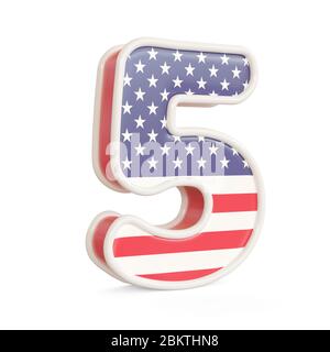 Amerikanische Flaggen auf weißem Hintergrund isoliert. 3d-Bild Stockfoto