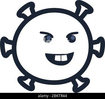 Teufel emoji covid 19 Virus Linie Stil Icon Design, Cartoon Emoticon und Social Media Thema Vektor-Illustration Stock Vektor