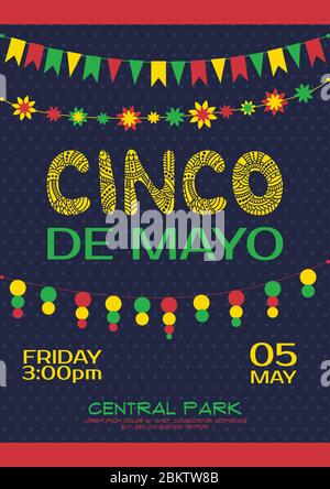 Poster zur Einladung von Cinco de Mayo. Mexikanische Party Stock Vektor