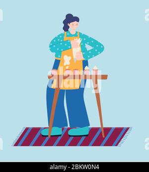 Menschen Aktivitäten, Frau Backen süßen Cupcakes mit Creme Vektor-Illustration Stock Vektor