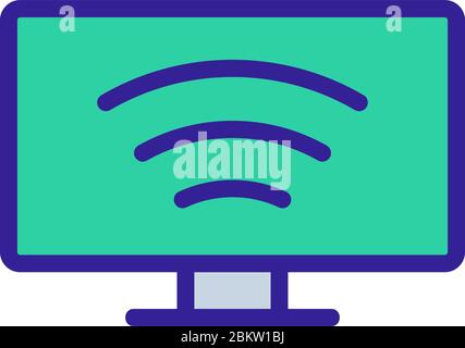 Verteilung von WiFi auf TV-Symbol Vektor Umriss Illustration Stock Vektor