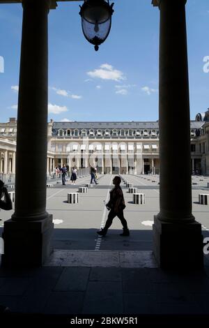 Innenhof des Palais-Royal mit Säulen von Buren.Paris.Frankreich Stockfoto