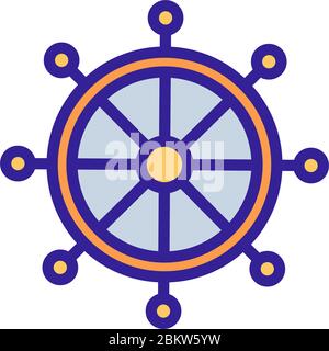 dharma Rad Symbol Vektor Umriss Illustration Stock Vektor