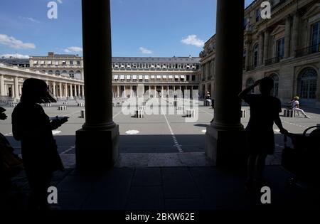 Innenhof des Palais-Royal mit Säulen von Buren.Paris.Frankreich Stockfoto