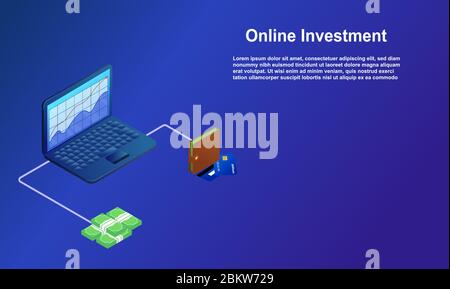 Online-Investition mit Laptop-Konzept Illustration Stock Vektor