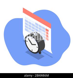 Isometrische Darstellung des Zeitmanagements Stock Vektor